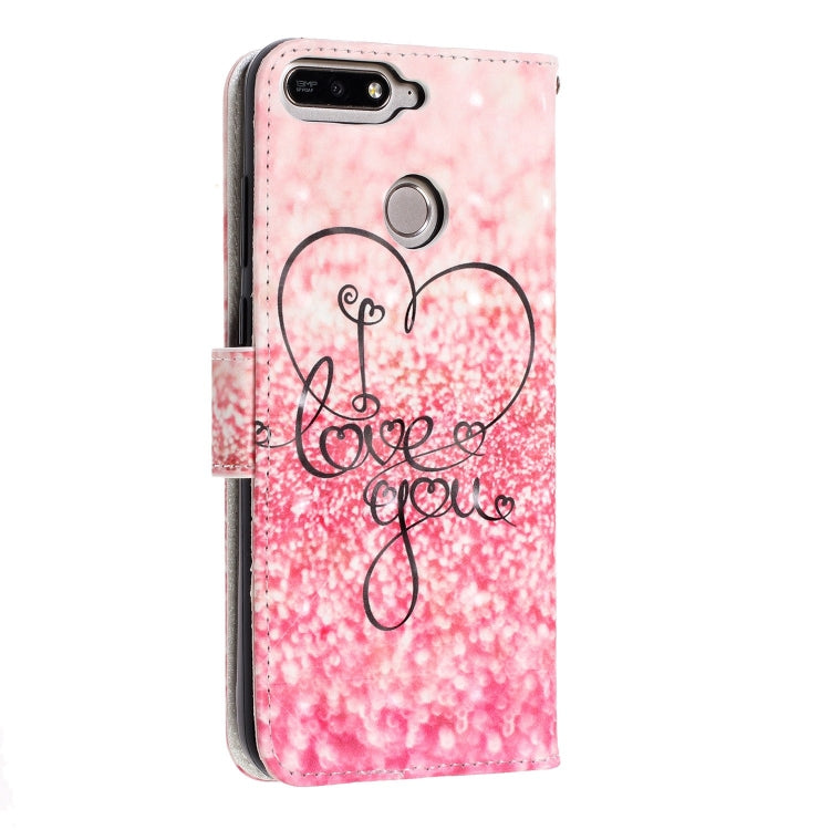 3D Visual Painting Left And Right Open Leather Case for Huawei Enjoy 8e / 7A / 7A Pro / Y6 Prime 2018 , With Bracket & Card Slot & Wallet & Bracelet