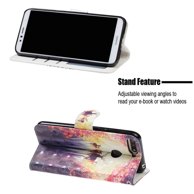 3D Visual Painting Left And Right Open Leather Case for Huawei Enjoy 8e / 7A / 7A Pro / Y6 Prime 2018 , With Bracket & Card Slot & Wallet & Bracelet