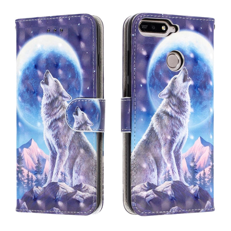 3D Visual Painting Left And Right Open Leather Case for Huawei Enjoy 8e / 7A / 7A Pro / Y6 Prime 2018 , With Bracket & Card Slot & Wallet & Bracelet