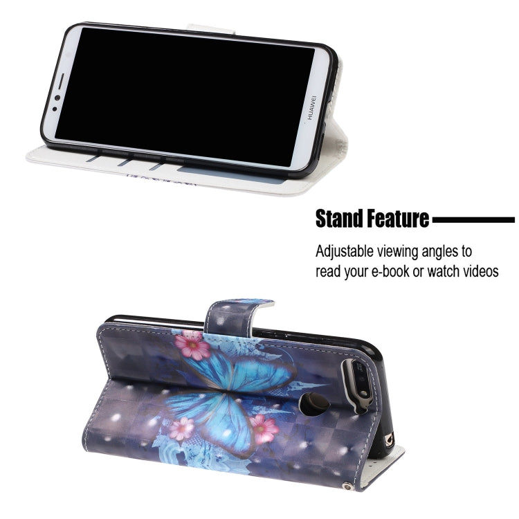 3D Visual Painting Left And Right Open Leather Case for Huawei Enjoy 8e / 7A / 7A Pro / Y6 Prime 2018 , With Bracket & Card Slot & Wallet & Bracelet