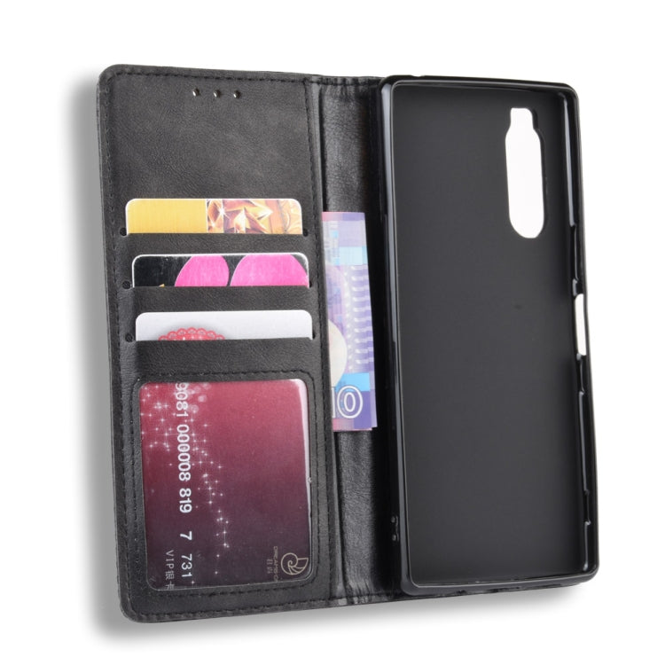 Magnetic Buckle Retro Crazy Horse Texture Horizontal Flip Leather Case for Sony Xperia 2, with Holder & Card Slots & Photo Frame
