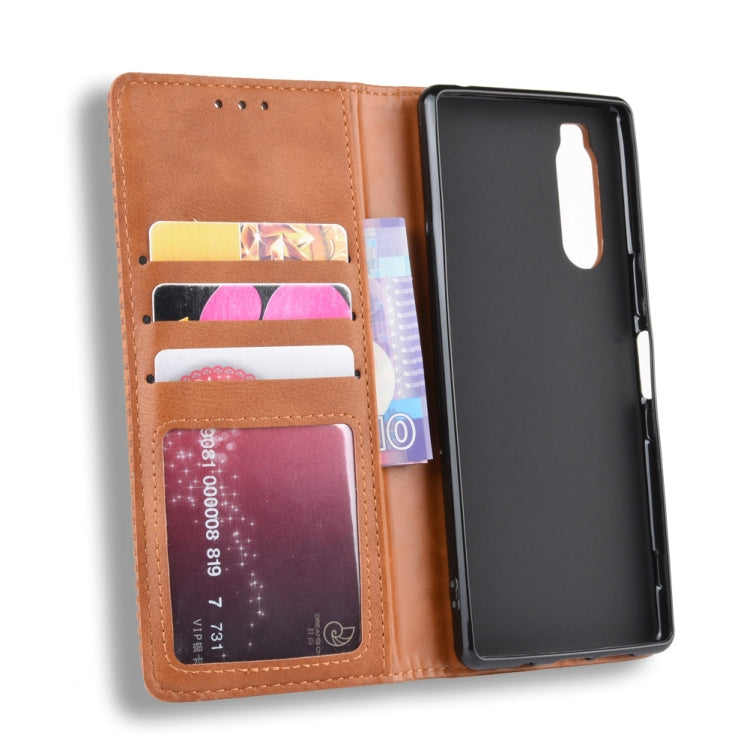Magnetic Buckle Retro Crazy Horse Texture Horizontal Flip Leather Case for Sony Xperia 2, with Holder & Card Slots & Photo Frame