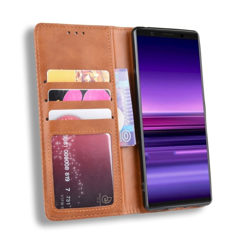 Magnetic Buckle Retro Crazy Horse Texture Horizontal Flip Leather Case for Sony Xperia 2, with Holder & Card Slots & Photo Frame