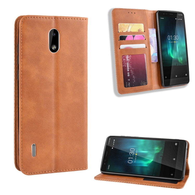 Magnetic Buckle Retro Crazy Horse Texture Horizontal Flip Leather Case for Nokia 3.1 C , with Holder & Card Slots & Photo Frame