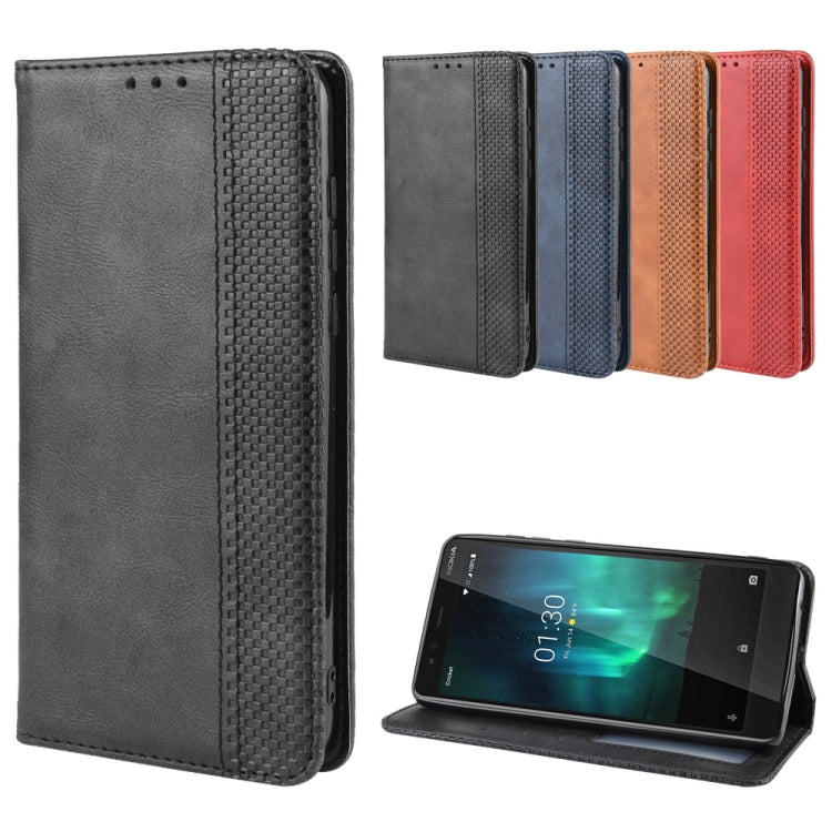 Magnetic Buckle Retro Crazy Horse Texture Horizontal Flip Leather Case for Nokia 3.1 C , with Holder & Card Slots & Photo Frame