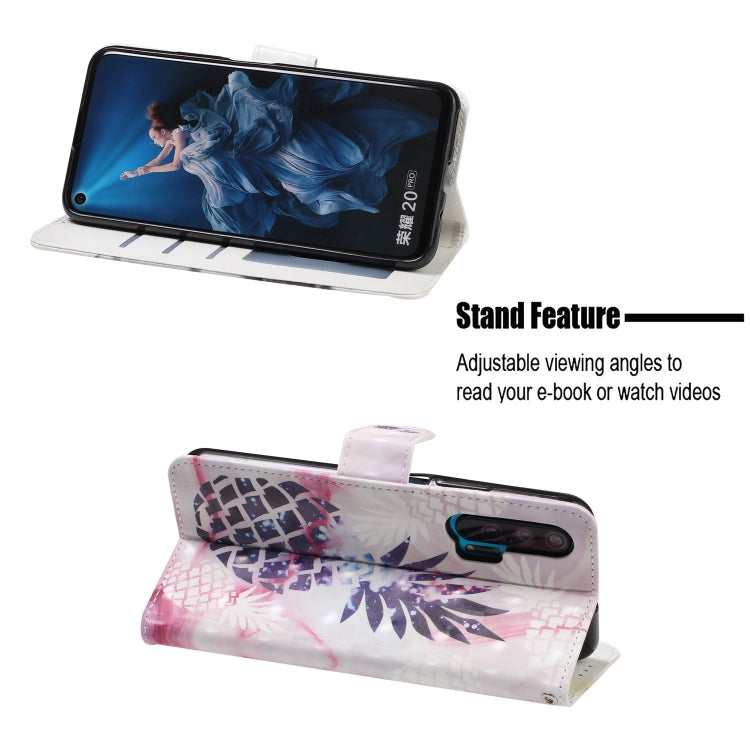 3D Visual Painting Left And Right Open Leather Case for Huawei Honor 20 Pro, With Bracket & Card Slot & Wallet & Bracelet