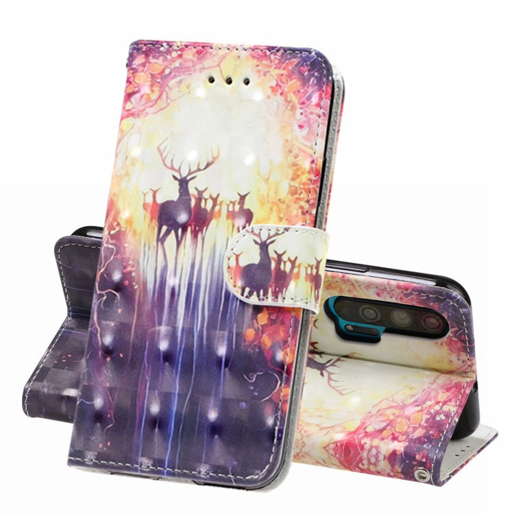 3D Visual Painting Left And Right Open Leather Case for Huawei Honor 20 Pro, With Bracket & Card Slot & Wallet & Bracelet