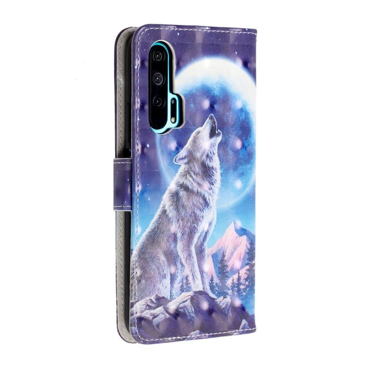 3D Visual Painting Left And Right Open Leather Case for Huawei Honor 20 Pro, With Bracket & Card Slot & Wallet & Bracelet