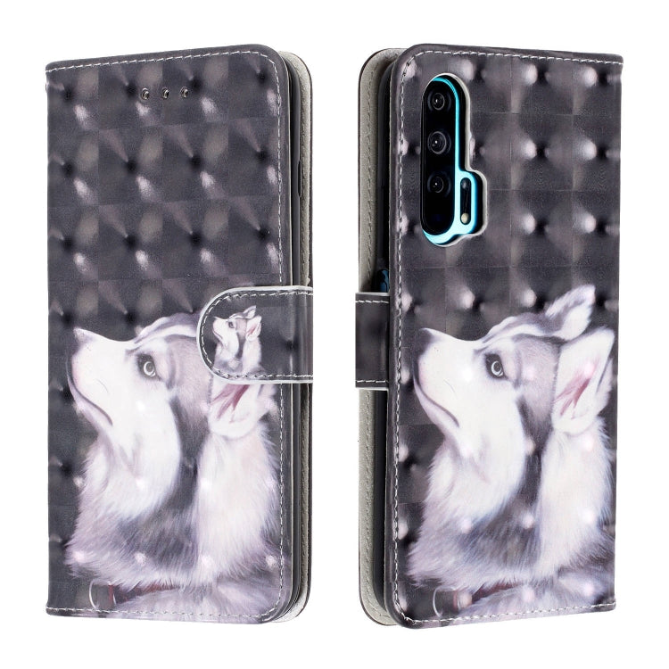 3D Visual Painting Left And Right Open Leather Case for Huawei Honor 20 Pro, With Bracket & Card Slot & Wallet & Bracelet