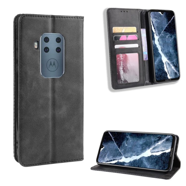 Magnetic Buckle Retro Crazy Horse Texture Horizontal Flip Leather Case for Motorola Moto One Pro , with Holder & Card Slots & Photo Frame