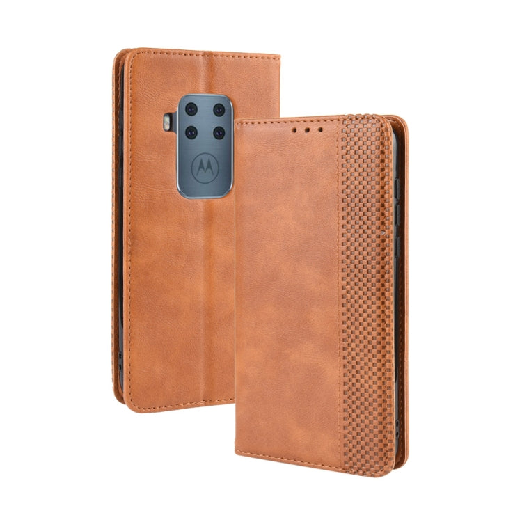 Magnetic Buckle Retro Crazy Horse Texture Horizontal Flip Leather Case for Motorola Moto One Pro , with Holder & Card Slots & Photo Frame
