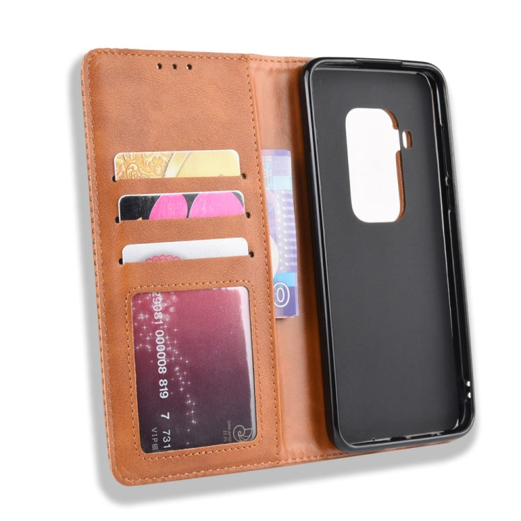 Magnetic Buckle Retro Crazy Horse Texture Horizontal Flip Leather Case for Motorola Moto One Pro , with Holder & Card Slots & Photo Frame