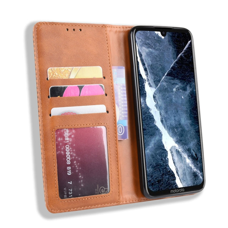 Magnetic Buckle Retro Crazy Horse Texture Horizontal Flip Leather Case for Motorola Moto One Pro , with Holder & Card Slots & Photo Frame