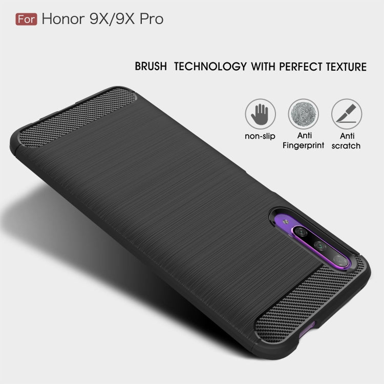 Brushed Texture Carbon Fiber TPU Case for Huawei Honor 9X / 9X Pro