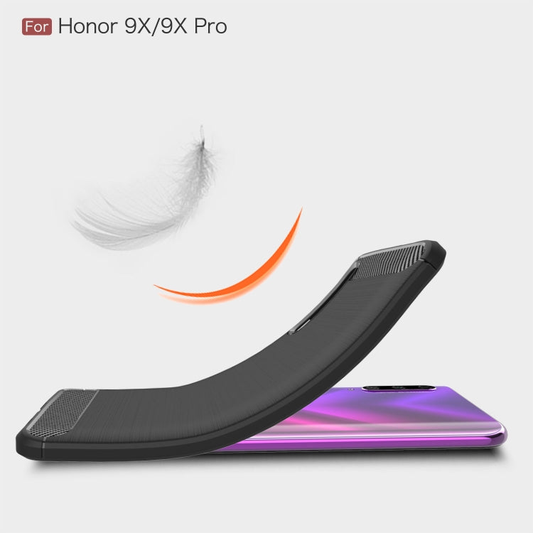 Brushed Texture Carbon Fiber TPU Case for Huawei Honor 9X / 9X Pro