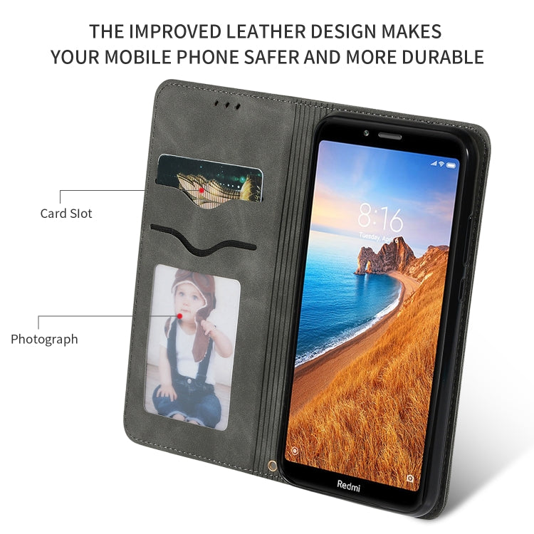 Retro Skin Feel Business Magnetic Horizontal Flip Leather Case for Xiaomi Redmi 7A