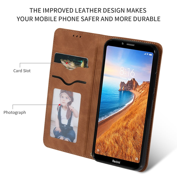 Retro Skin Feel Business Magnetic Horizontal Flip Leather Case for Xiaomi Redmi 7A