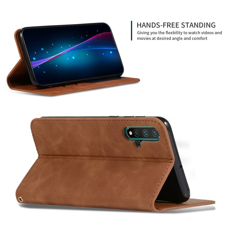Retro Skin Feel Business Magnetic Horizontal Flip Leather Case for Huawei Nova 5 / Nova 5 Pro