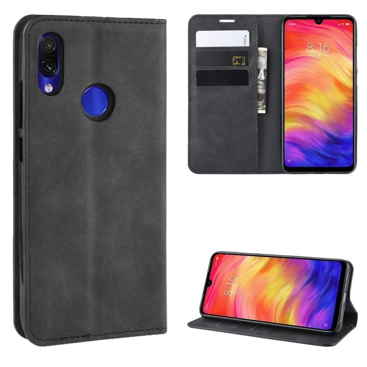 Retro-skin Business Magnetic Suction Leather Case with Wallet & Card Slot & Holder For Xiaomi Redmi Note 7