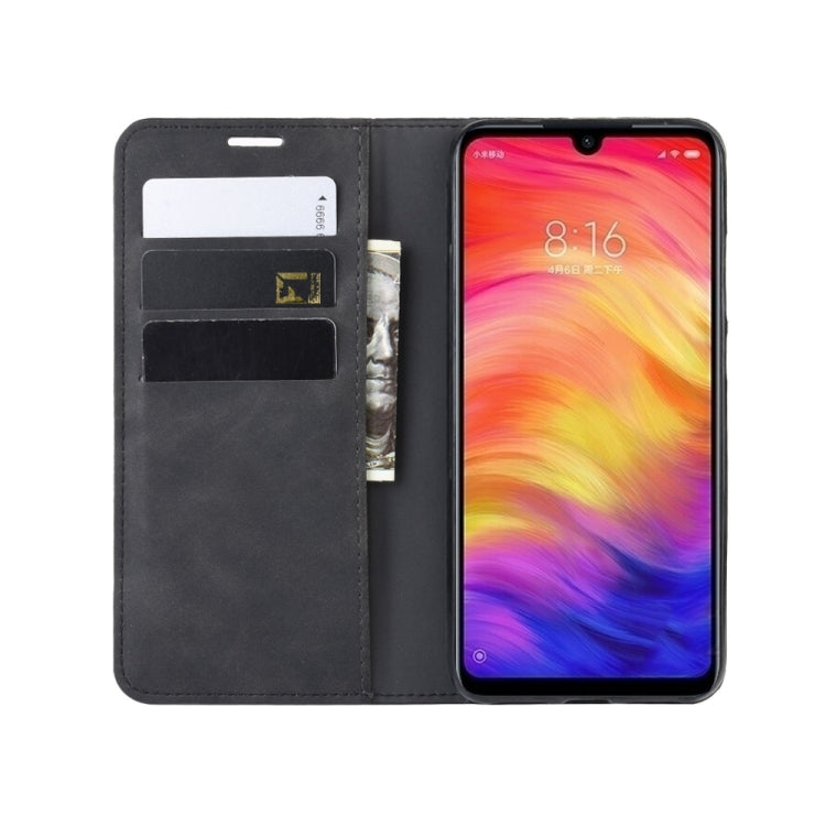 Retro-skin Business Magnetic Suction Leather Case with Wallet & Card Slot & Holder For Xiaomi Redmi Note 7