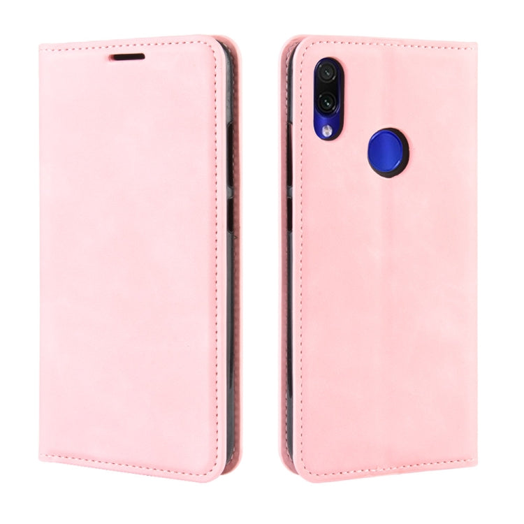 Retro-skin Business Magnetic Suction Leather Case with Wallet & Card Slot & Holder For Xiaomi Redmi Note 7