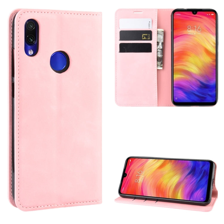 Retro-skin Business Magnetic Suction Leather Case with Wallet & Card Slot & Holder For Xiaomi Redmi Note 7
