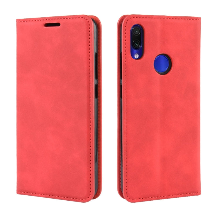 Retro-skin Business Magnetic Suction Leather Case with Wallet & Card Slot & Holder For Xiaomi Redmi Note 7