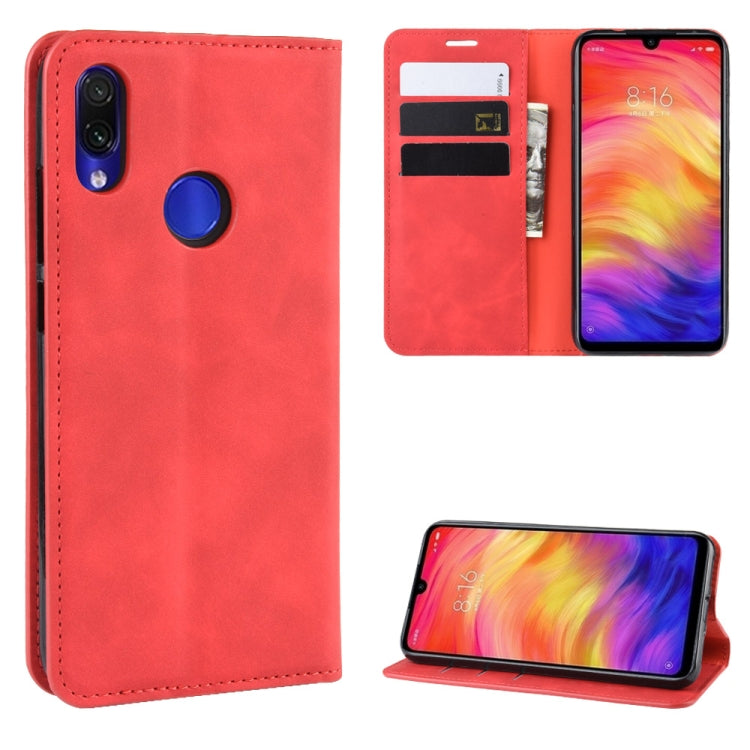 Retro-skin Business Magnetic Suction Leather Case with Wallet & Card Slot & Holder For Xiaomi Redmi Note 7