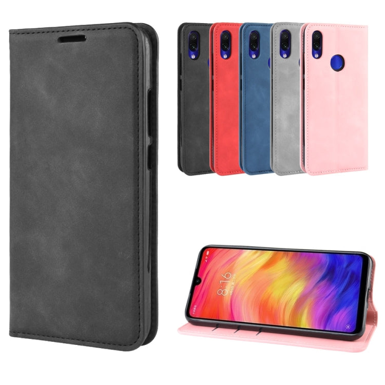 Retro-skin Business Magnetic Suction Leather Case with Wallet & Card Slot & Holder For Xiaomi Redmi Note 7
