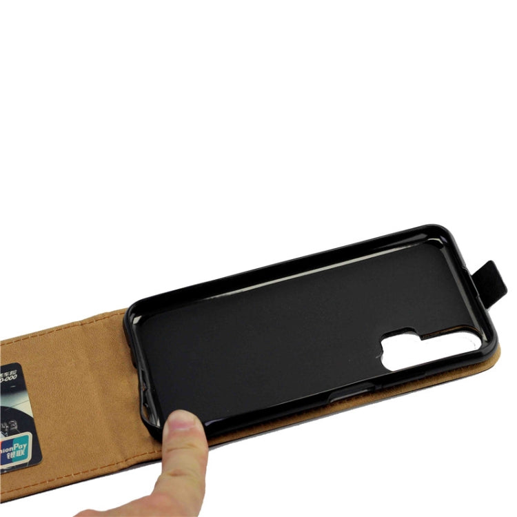 Business Style Vertical Flip TPU Leather Case with Card Slot For Huawei Honor 20 Pro(black)