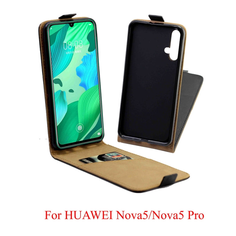 Business Style Vertical Flip TPU Leather Case with Card Slot For Huawei Nova 5 / Nova 5 Pro(black)