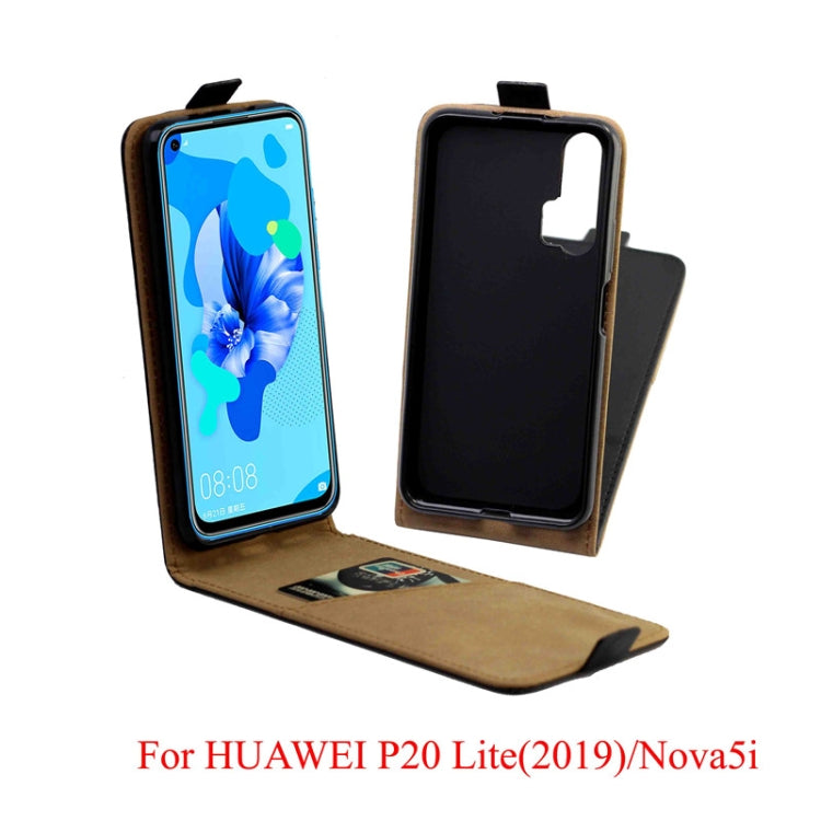 Business Style Vertical Flip TPU Leather Case with Card Slot For Huawei P20 Lite(2019) / Nova5i(black)