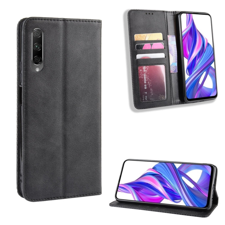 Magnetic Buckle Retro Crazy Horse Texture Horizontal Flip Leather Case for Huawei Honor 9X / Honor 9X Pro, with Holder & Card Slots & Photo Frame