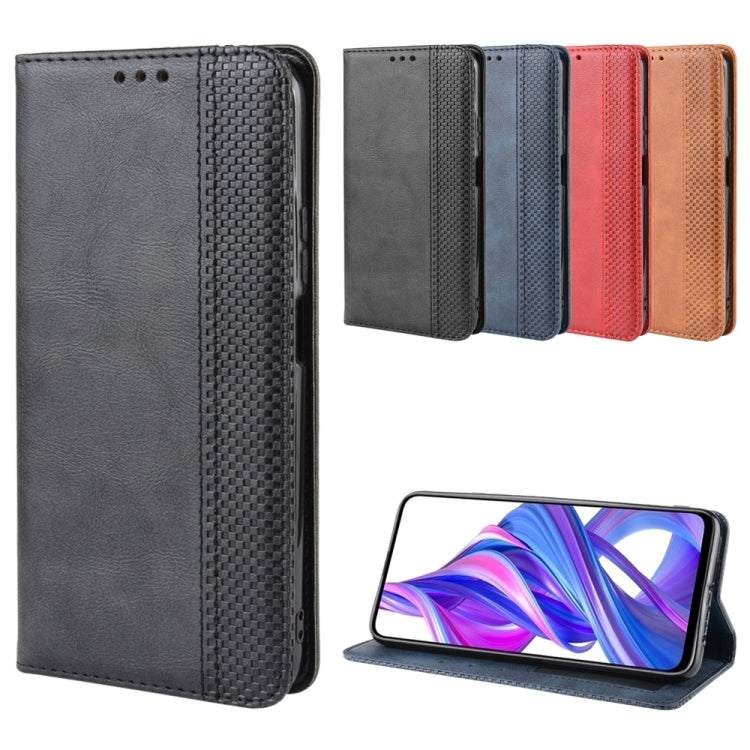 Magnetic Buckle Retro Crazy Horse Texture Horizontal Flip Leather Case for Huawei Honor 9X / Honor 9X Pro, with Holder & Card Slots & Photo Frame