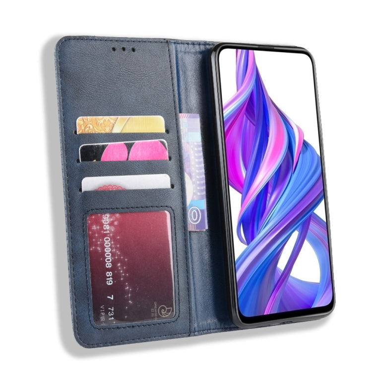 Magnetic Buckle Retro Crazy Horse Texture Horizontal Flip Leather Case for Huawei Honor 9X / Honor 9X Pro, with Holder & Card Slots & Photo Frame