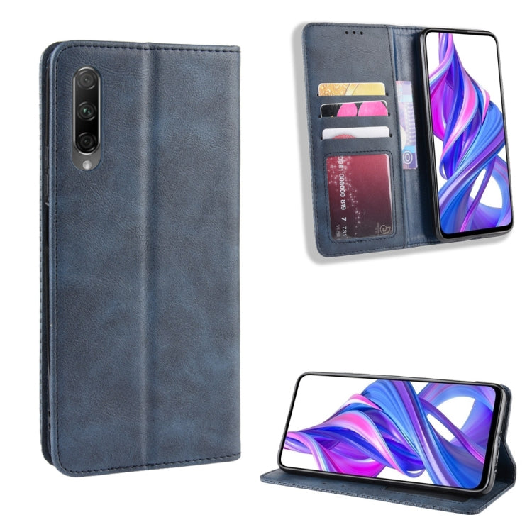 Magnetic Buckle Retro Crazy Horse Texture Horizontal Flip Leather Case for Huawei Honor 9X / Honor 9X Pro, with Holder & Card Slots & Photo Frame
