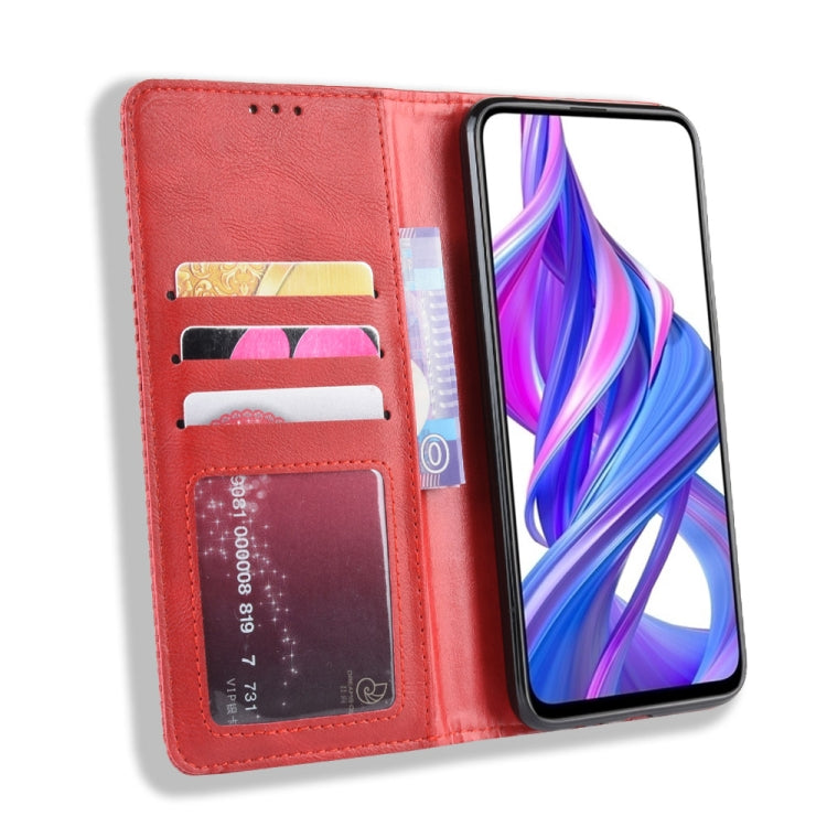 Magnetic Buckle Retro Crazy Horse Texture Horizontal Flip Leather Case for Huawei Honor 9X / Honor 9X Pro, with Holder & Card Slots & Photo Frame
