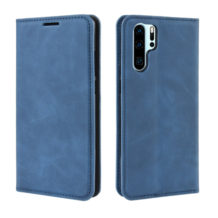 Retro-skin Business Magnetic Suction Leather Case with Purse-Bracket-Chuck For Huawei P30 Pro