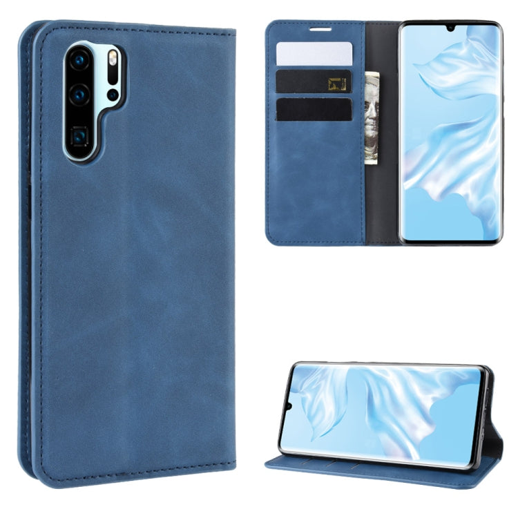 Retro-skin Business Magnetic Suction Leather Case with Purse-Bracket-Chuck For Huawei P30 Pro