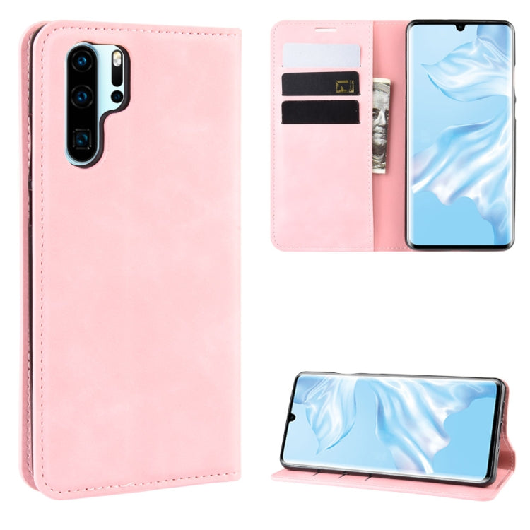 Retro-skin Business Magnetic Suction Leather Case with Purse-Bracket-Chuck For Huawei P30 Pro