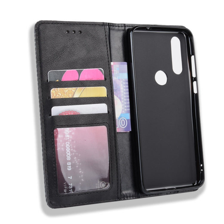 Magnetic Buckle Retro Crazy Horse Texture Horizontal Flip Leather Case for Motorola One Action, with Holder & Card Slots & Photo Frame