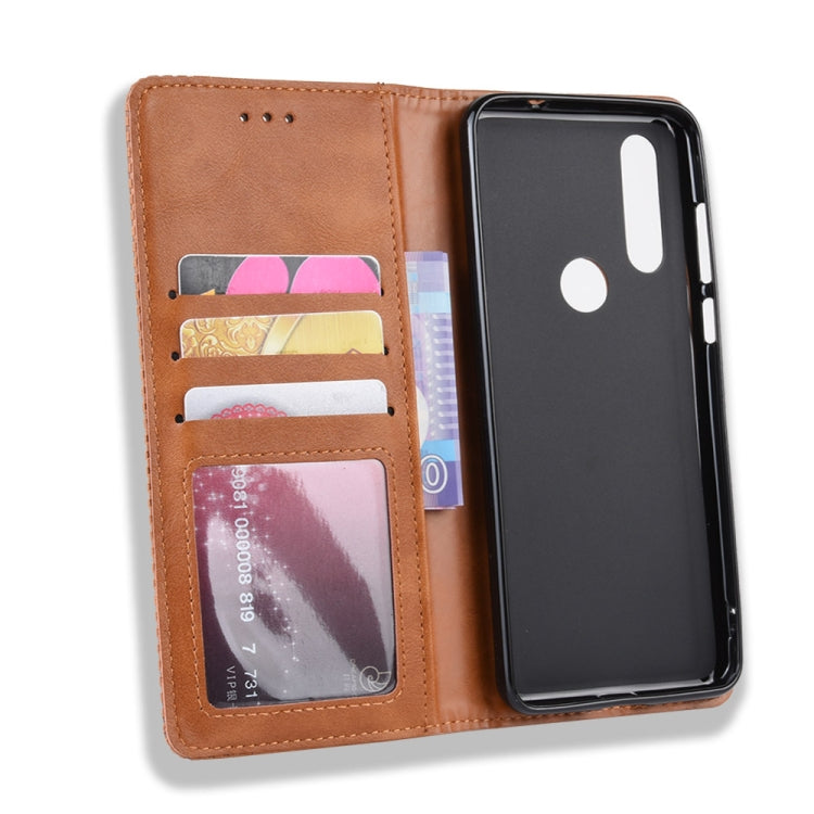 Magnetic Buckle Retro Crazy Horse Texture Horizontal Flip Leather Case for Motorola One Action, with Holder & Card Slots & Photo Frame