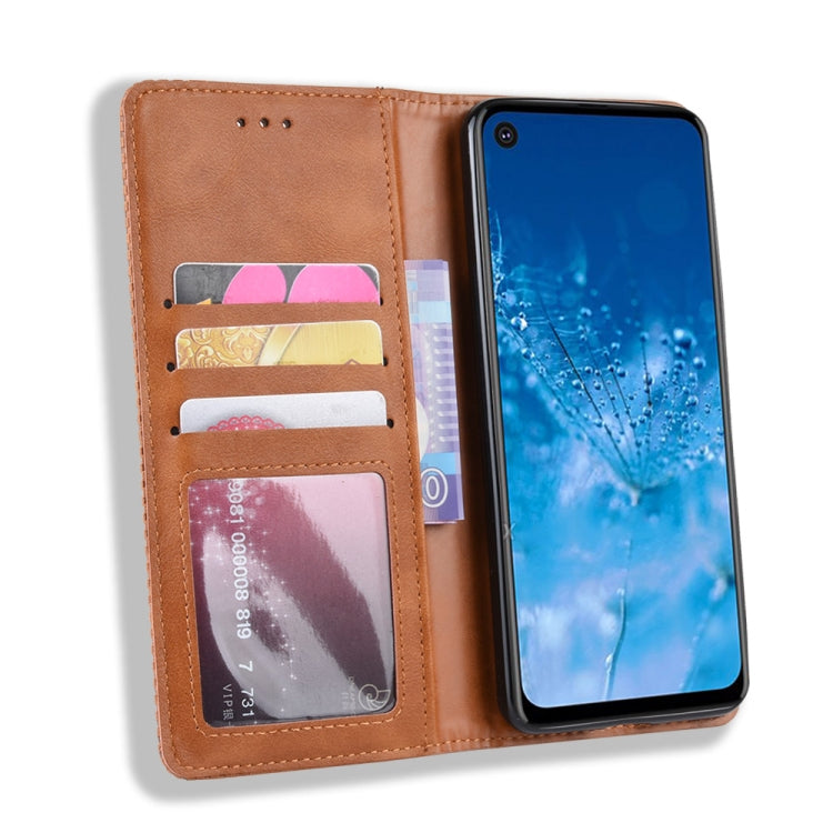 Magnetic Buckle Retro Crazy Horse Texture Horizontal Flip Leather Case for Motorola One Action, with Holder & Card Slots & Photo Frame