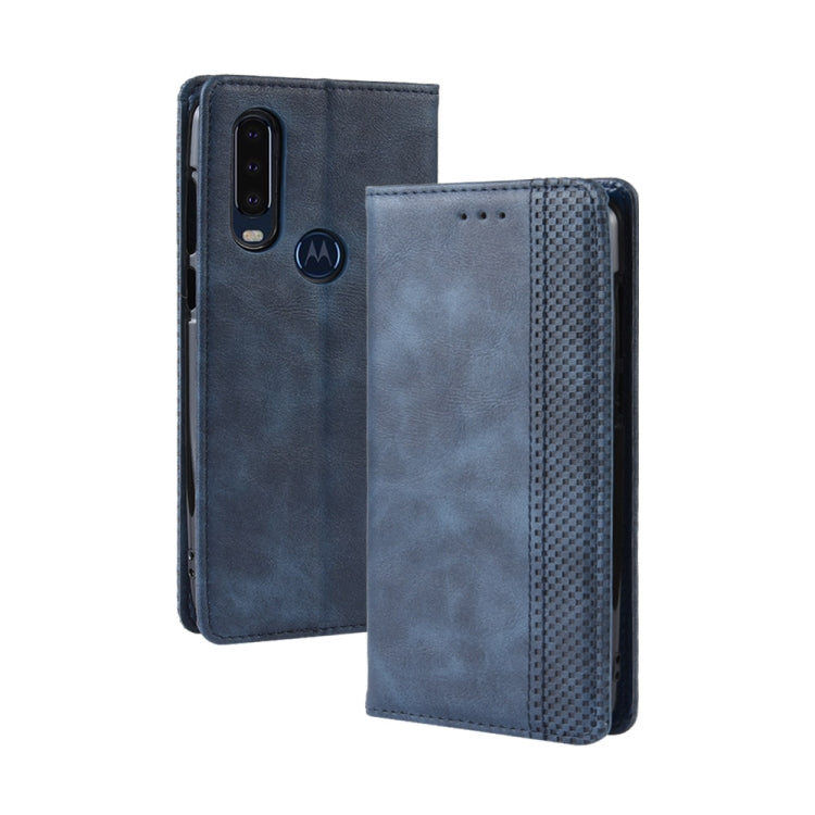 Magnetic Buckle Retro Crazy Horse Texture Horizontal Flip Leather Case for Motorola One Action, with Holder & Card Slots & Photo Frame