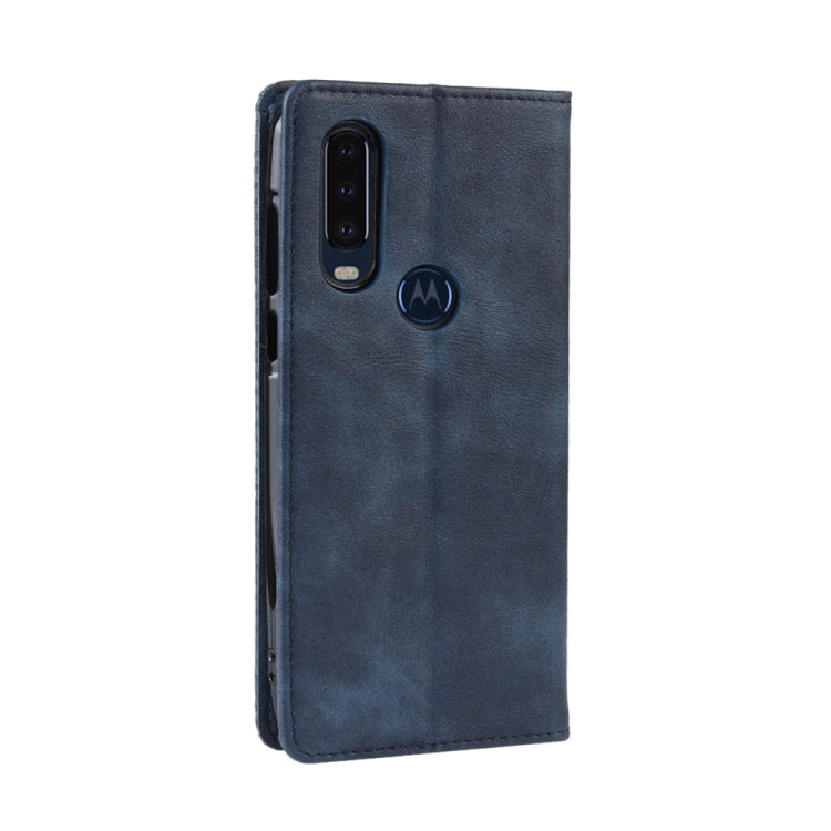 Magnetic Buckle Retro Crazy Horse Texture Horizontal Flip Leather Case for Motorola One Action, with Holder & Card Slots & Photo Frame