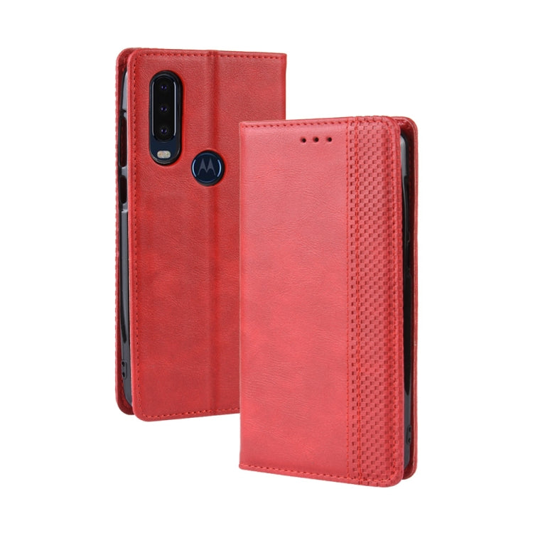 Magnetic Buckle Retro Crazy Horse Texture Horizontal Flip Leather Case for Motorola One Action, with Holder & Card Slots & Photo Frame
