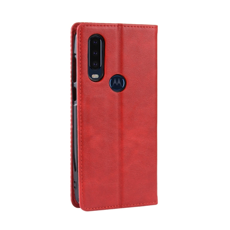 Magnetic Buckle Retro Crazy Horse Texture Horizontal Flip Leather Case for Motorola One Action, with Holder & Card Slots & Photo Frame