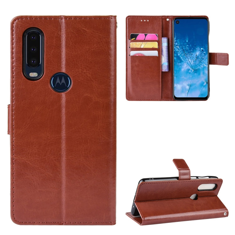 Retro Crazy Horse Texture Horizontal Flip Leather Case for Motorola One Action , with Holder & Card Slots & Photo Frame