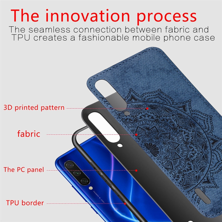 Embossed Mandala Pattern Magnetic PC + TPU + Fabric Shockproof Case for Xiaomi Mi CC9 / A3 Lite, with Lanyard