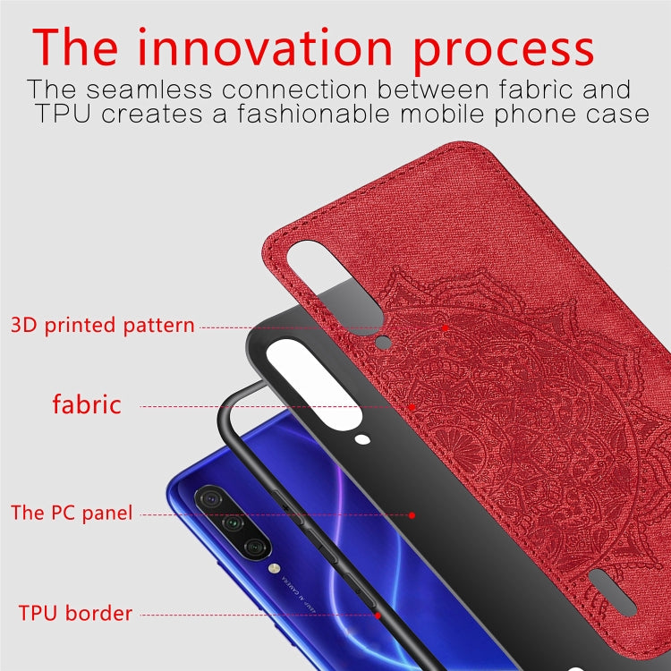 Embossed Mandala Pattern Magnetic PC + TPU + Fabric Shockproof Case for Xiaomi Mi CC9e / A3, with Lanyard
